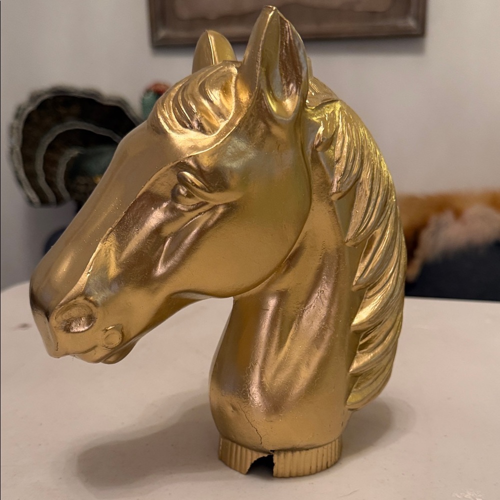 Gold Horse Head Metal Reclaimed.